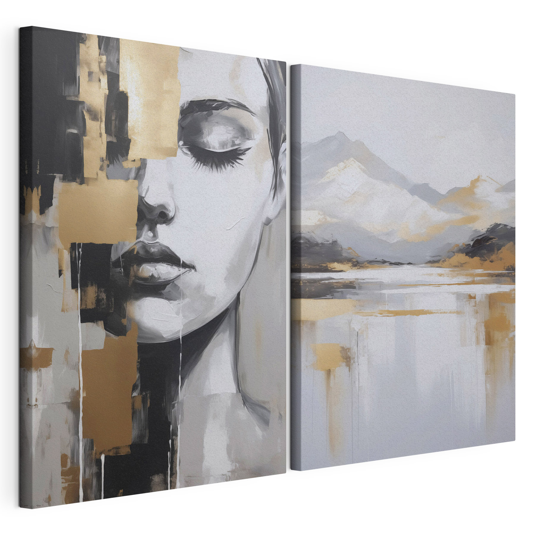 Two paintings of a woman's face Two paintings of a woman's face
