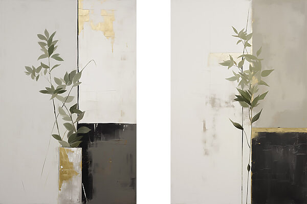 Painting of a plant in a vase Painting of a plant in a vase