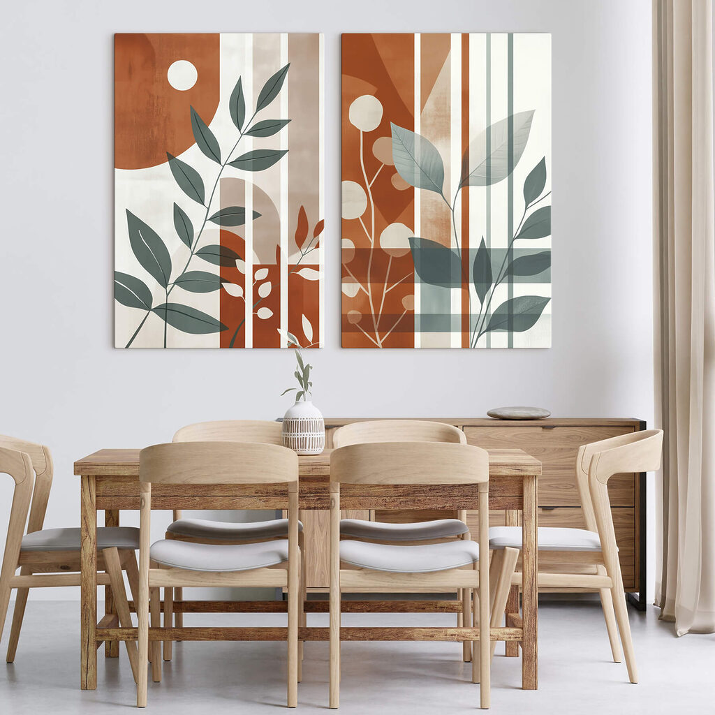 - Nature-inspired geometric artwork display