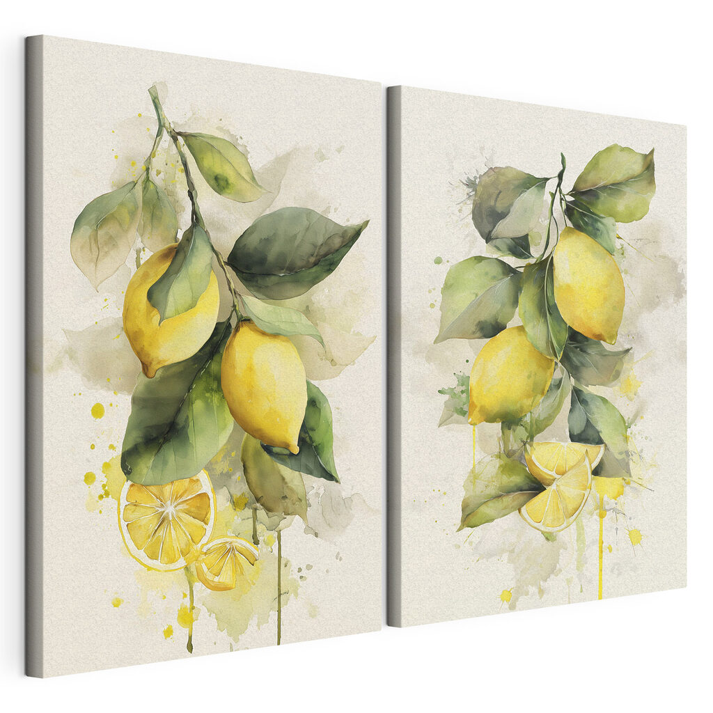 Painting of lemons on a branch Painting of lemons on a branch