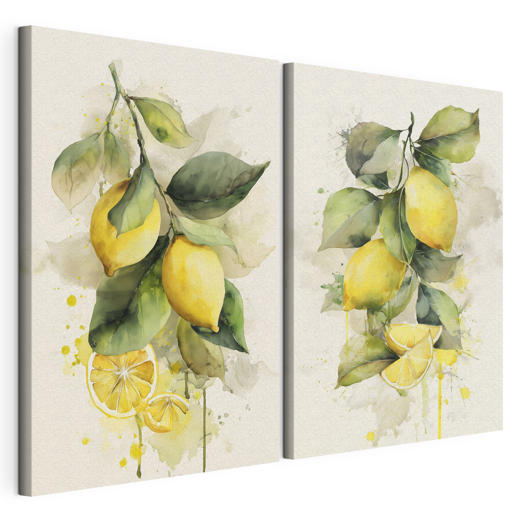 Painting of lemons on a branch Painting of lemons on a branch