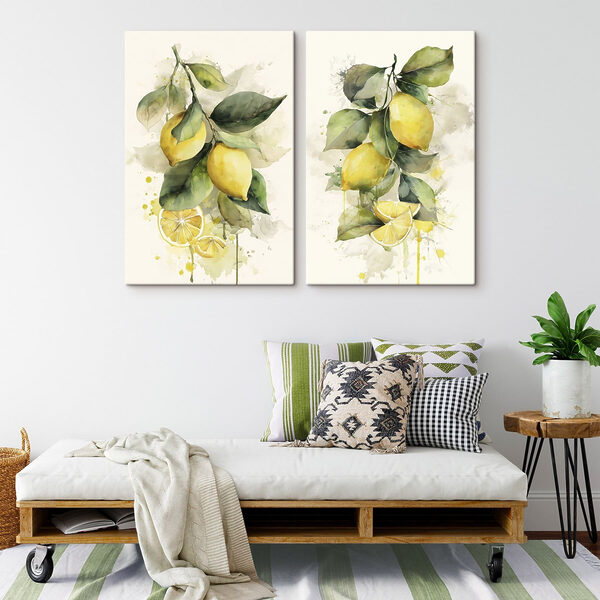 Painting of lemons on a branch Painting of lemons on a branch