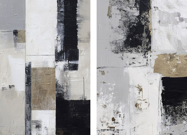Painting of black and white squares
