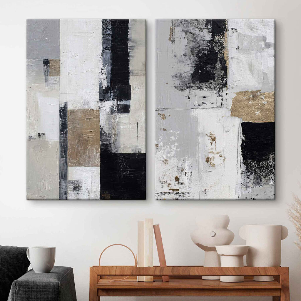Painting of black and white squares