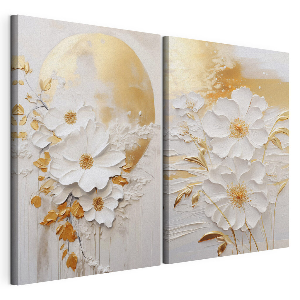 Painting of flowers and a moon