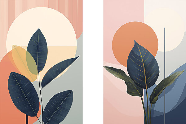 - Lush leaves against vibrant backgrounds