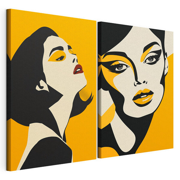 Sárga sminkű nő Moduláris vászonnyomat Sárga sminkű nő