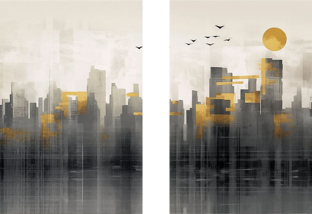Painting of a city Painting of a city