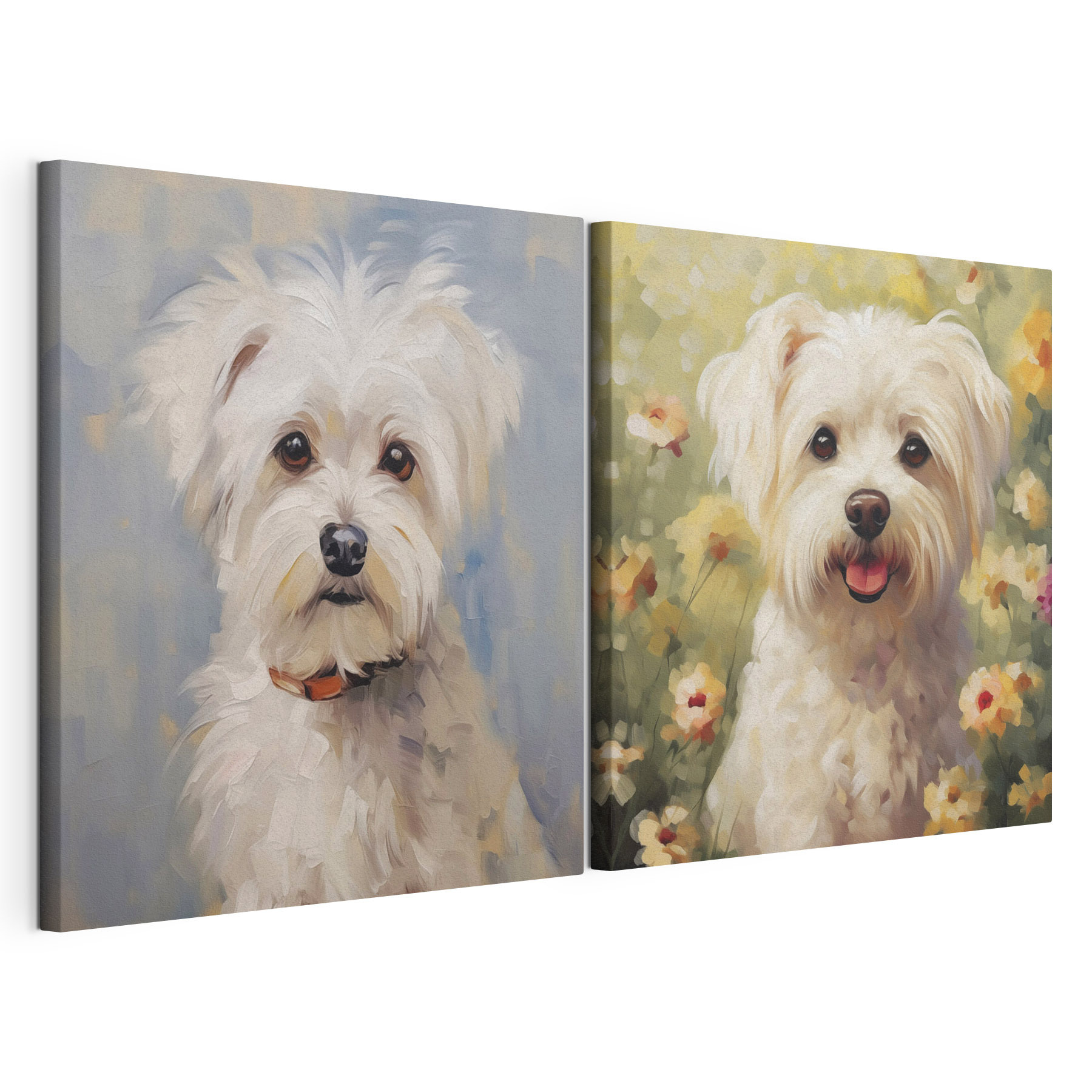 Cute pups in a floral setting Cute pups in a floral setting