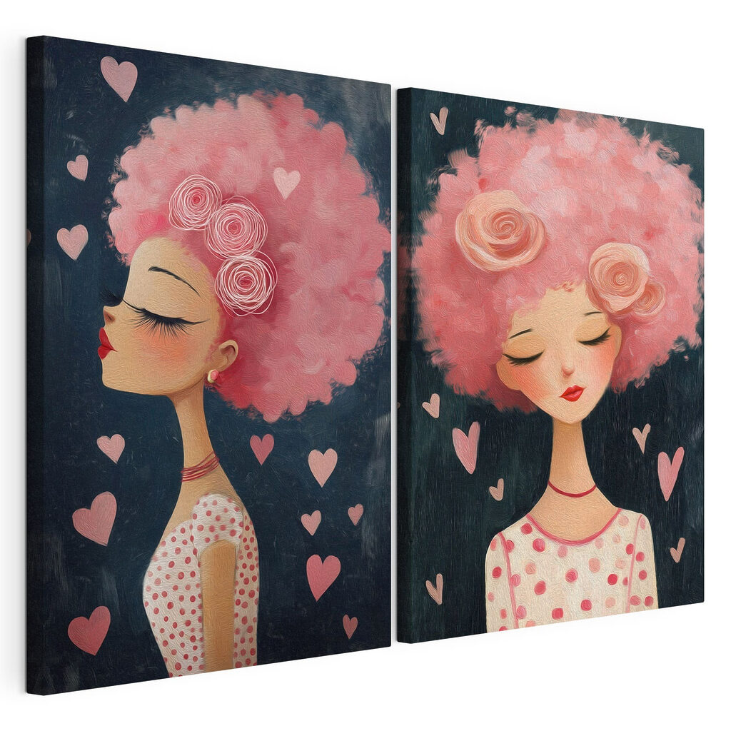 Collage of a woman with pink hair Collage of a woman with pink hair