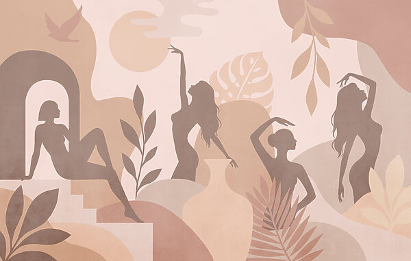 Woman's silhouettes and plants Woman's silhouettes and plants