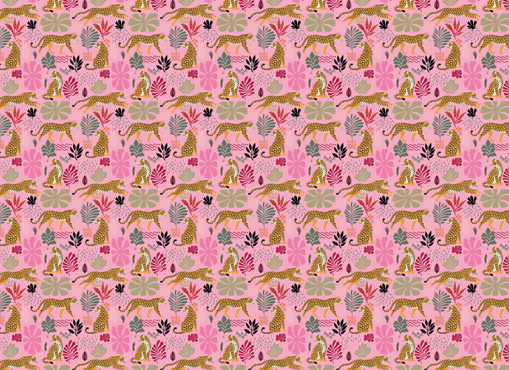 Pattern of leopards and flowers