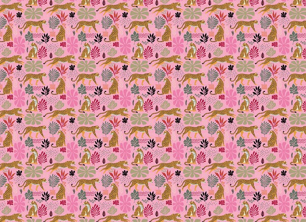 Pattern of leopards and flowers