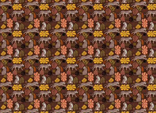 Pattern of leopards and flowers