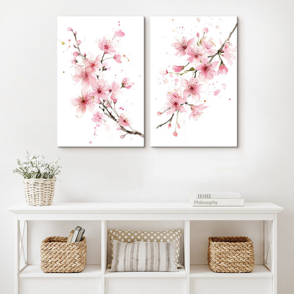 Watercolor of pink flowers Watercolor of pink flowers