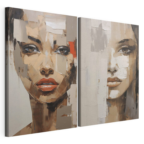 Két festmény egy nő arcáról Moduláris vászonnyomat Két festmény egy nő arcáról