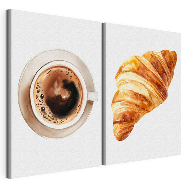 Egy croissant és egy csésze kávé Moduláris vászonnyomat Egy croissant és egy csésze kávé