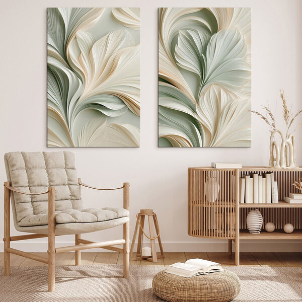 Collage of a white and green floral design Collage of a white and green floral design