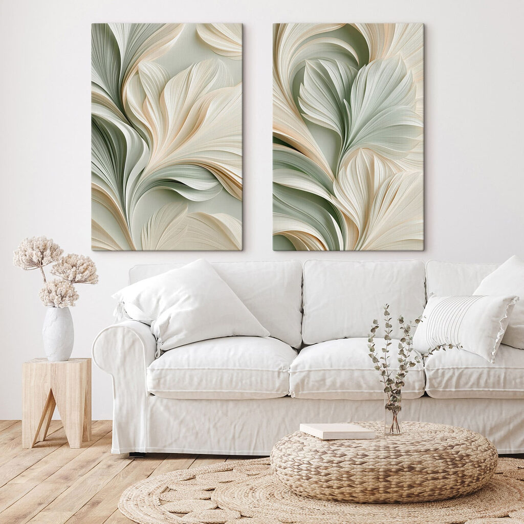 Collage of a white and green floral design Collage of a white and green floral design
