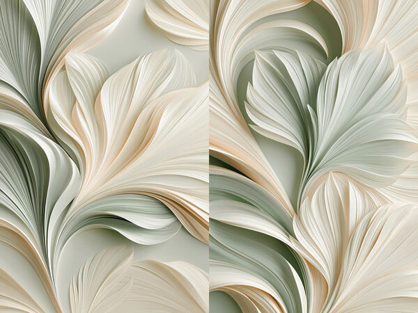 Collage of a white and green floral design Collage of a white and green floral design