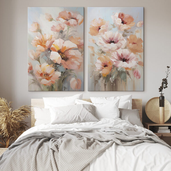 Painting of flowers on a blue background Painting of flowers on a blue background