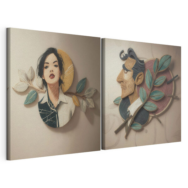 Kollázs egy férfiról és egy férfi arcáról Moduláris vászonnyomat Kollázs egy férfiról és egy férfi arcáról