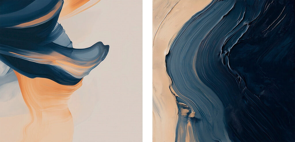 Fluid strokes of blue and orange Fluid strokes of blue and orange