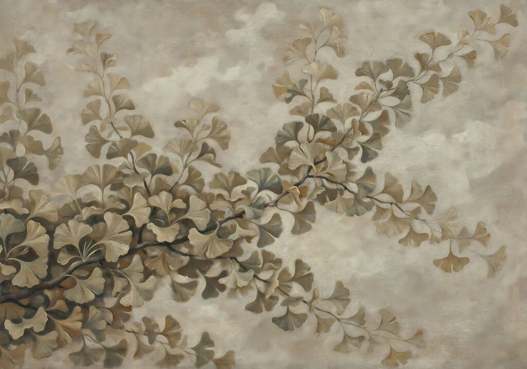 Painting of a branch with leaves Painting of a branch with leaves