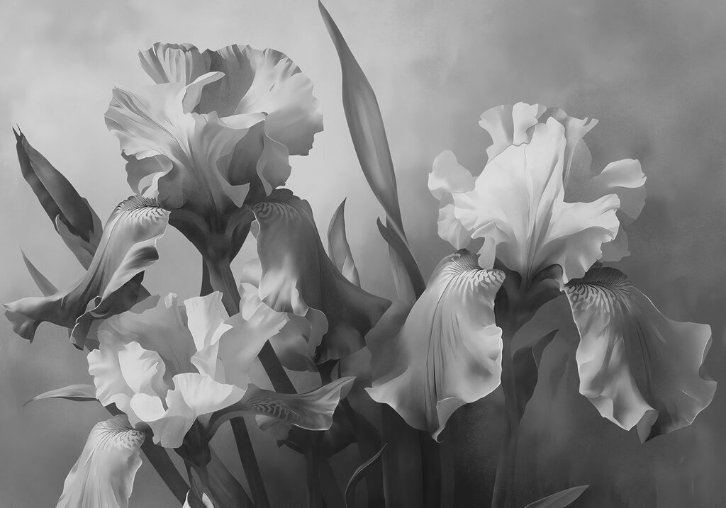 Group of flowers with leaves Group of flowers with leaves