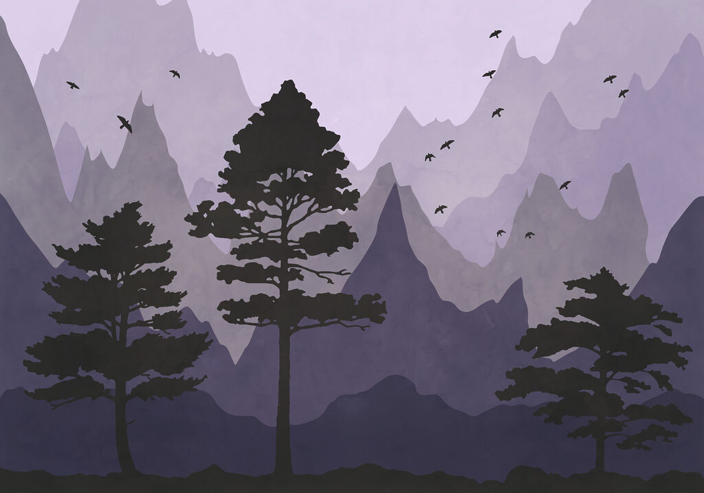 Landscape with mountains and trees Landscape with mountains and trees