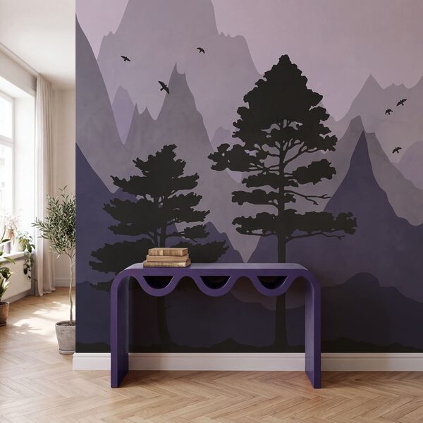 Tájkép hegyekkel és fákkal Tájkép hegyekkel és fákkal