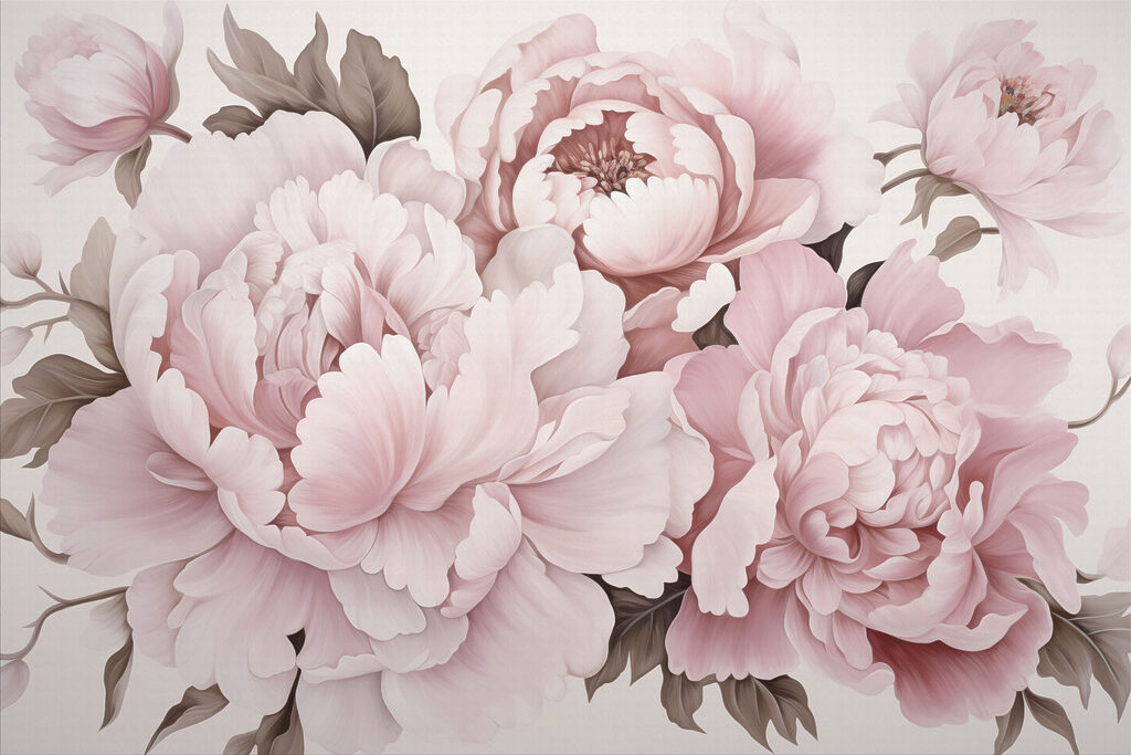 Soft pink peonies in full bloom Soft pink peonies in full bloom