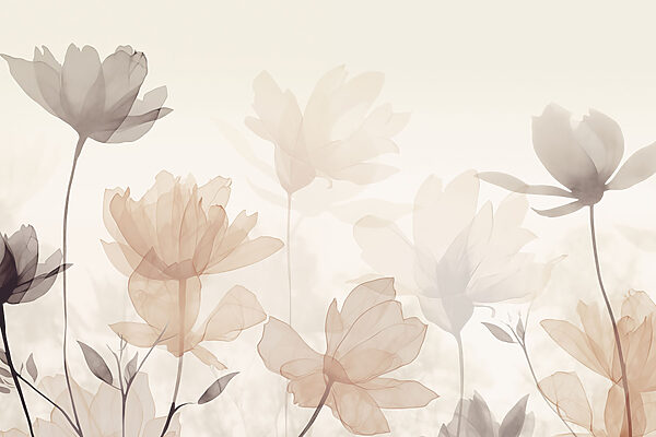 Transparent flowers with leaves Transparent flowers with leaves
