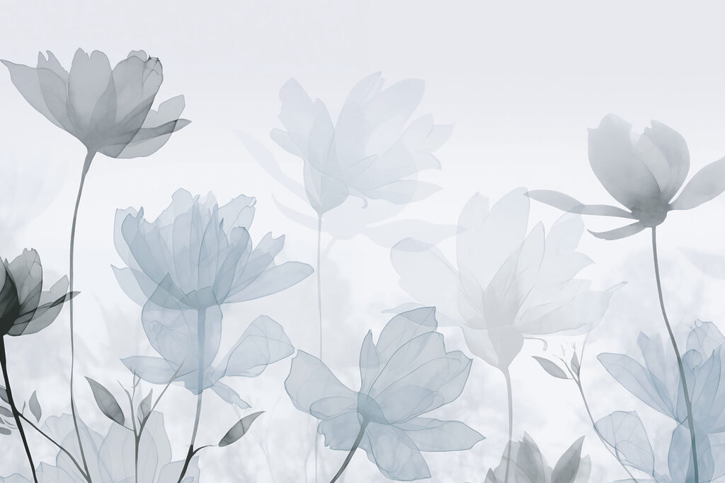 Transparent flowers with leaves Transparent flowers with leaves