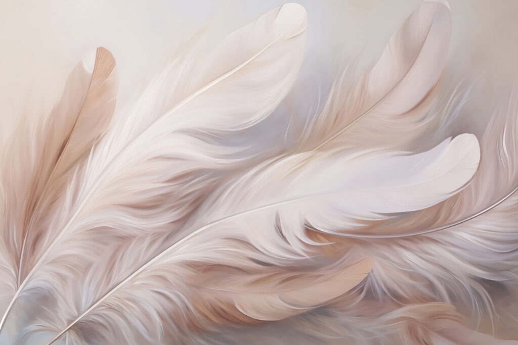 Delicate feathers in soft pastel hues Delicate feathers in soft pastel hues