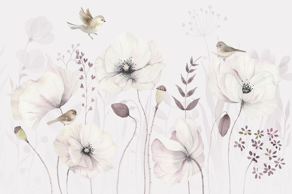 Painting of flowers and birds Painting of flowers and birds