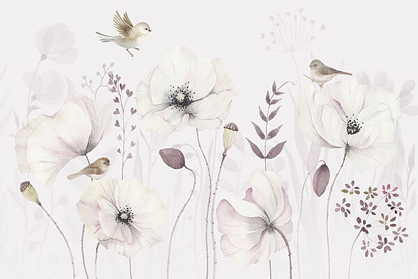Painting of flowers and birds Painting of flowers and birds