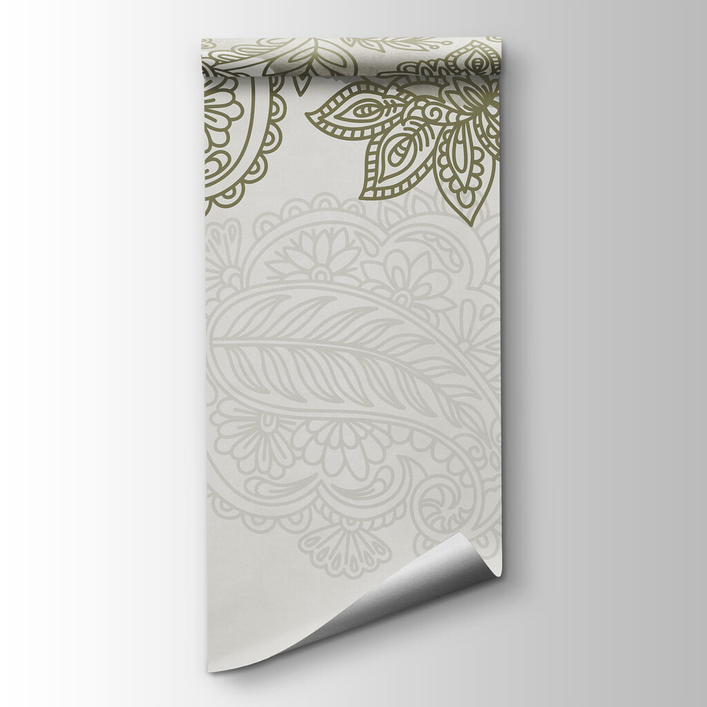 White background with a pattern of leaves and flowers White background with a pattern of leaves and flowers