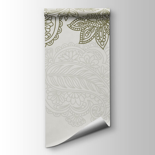 White background with a pattern of leaves and flowers White background with a pattern of leaves and flowers