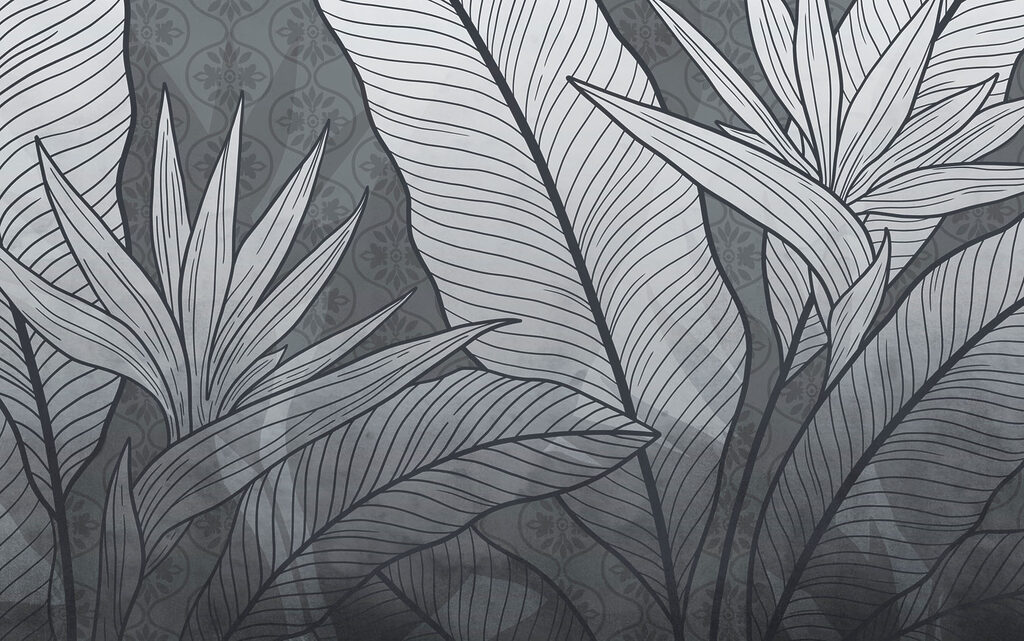 - Intricate foliage in monochrome palette - Intricate foliage in monochrome palette