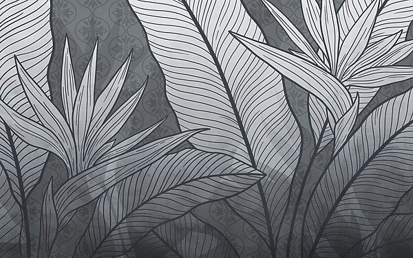 - Intricate foliage in monochrome palette - Intricate foliage in monochrome palette