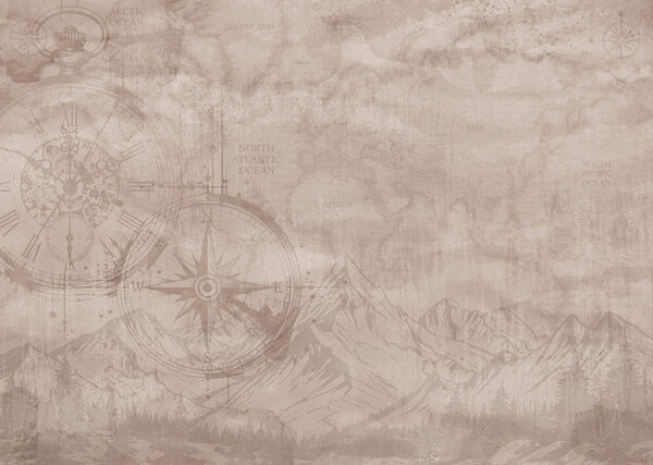 Map of mountains and a compass Map of mountains and a compass
