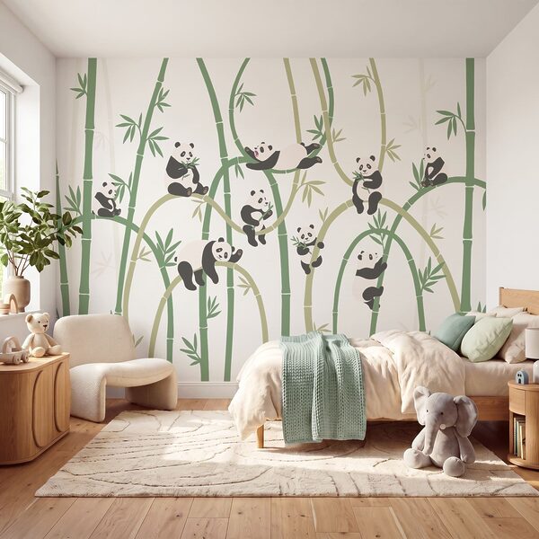 Panda-csoport bambusz mellett Panda-csoport bambusz mellett