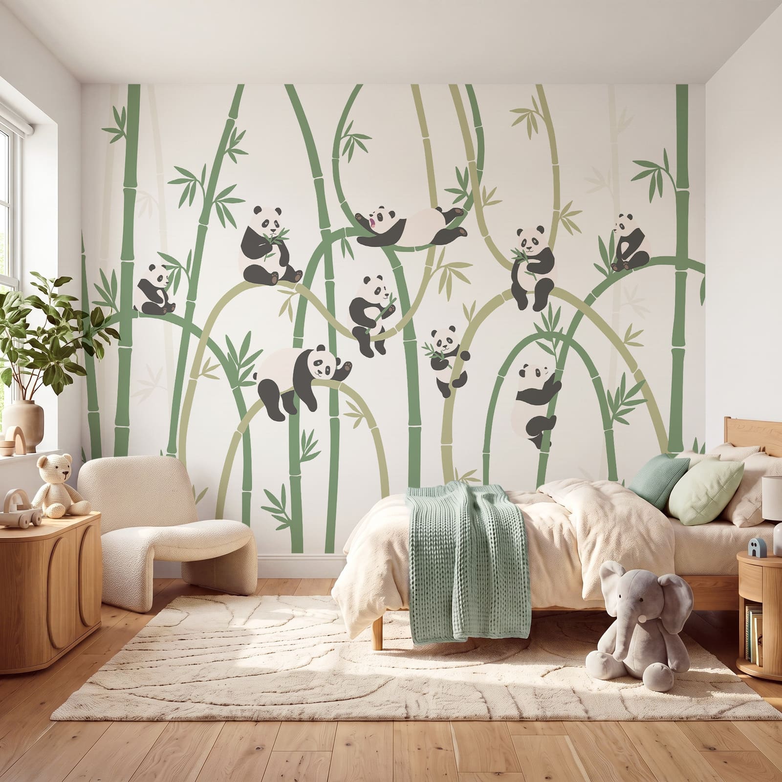 Panda-csoport bambusz mellett Panda-csoport bambusz mellett