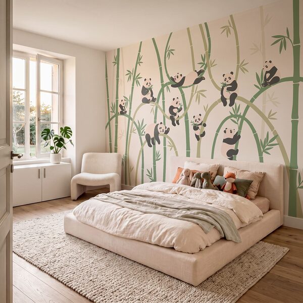 Panda-csoport bambusz mellett Panda-csoport bambusz mellett