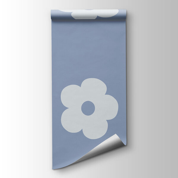 Pattern of white flowers on a blue background Pattern of white flowers on a blue background