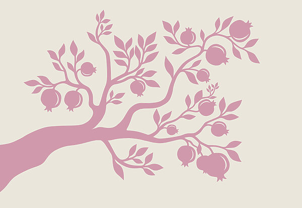 Tree with pink branches and fruit