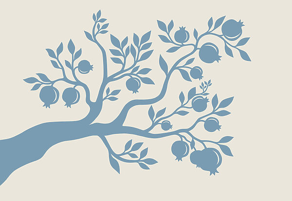 Blue tree with leaves and fruits Blue tree with leaves and fruits