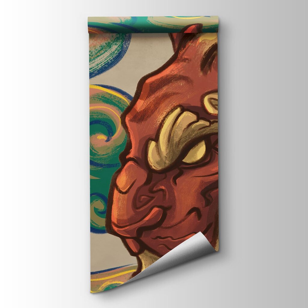 Painting of a tiger with clouds