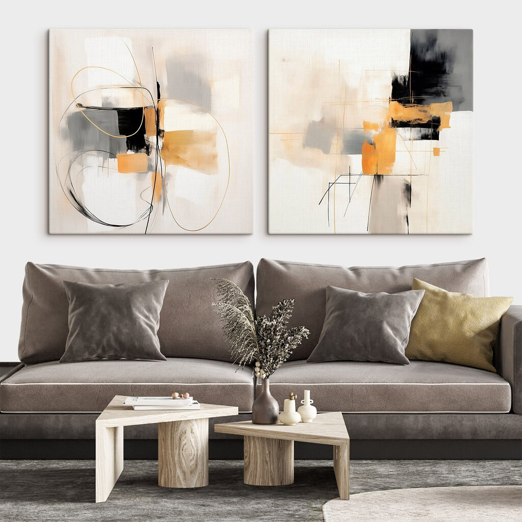 Two paintings of different colors